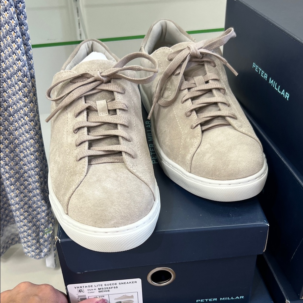 Peter Millar Light Tan Suede Sneakers